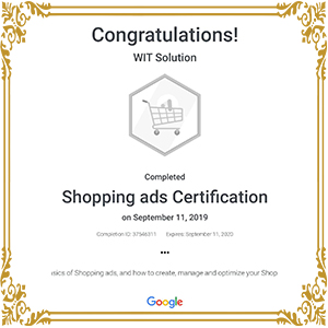 shopping ads certificate