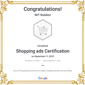 shopping ads certificate